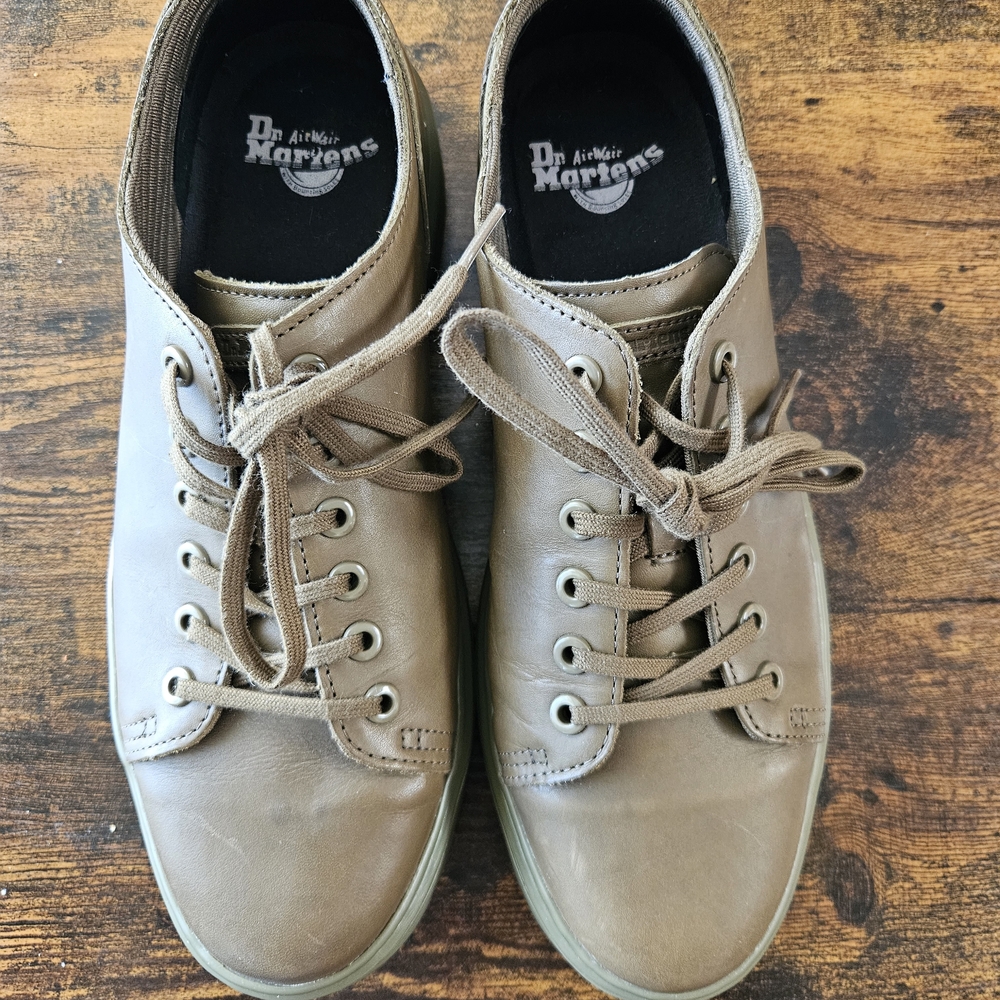 Dr. Martens Men’s Olive/Tan Lace-Up Leather Sneakers
